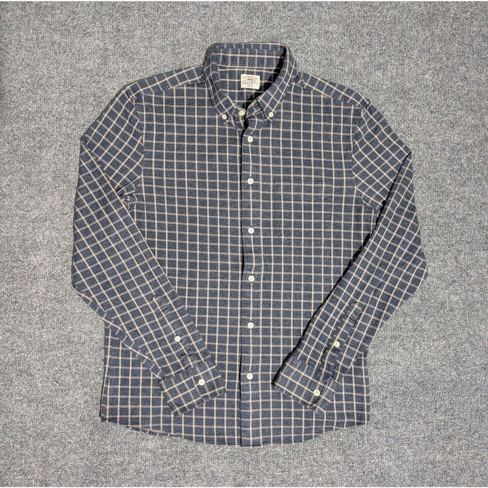 Faherty Coastline Knit Shirt Mens Medium Twilight Check